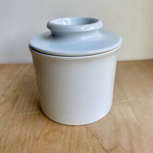Butter crock, white, porcelain